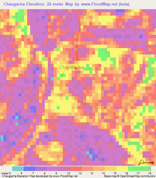 Chaugacha,Bangladesh Elevation Map