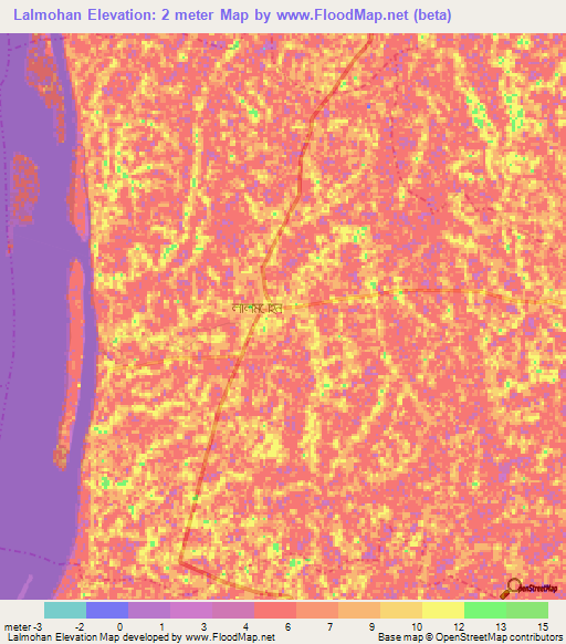 Lalmohan,Bangladesh Elevation Map