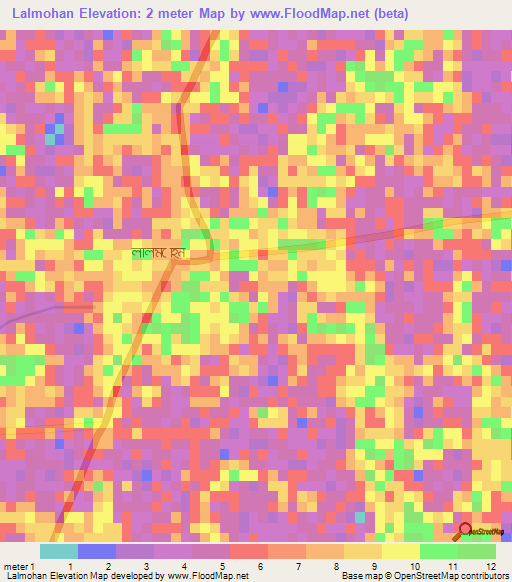 Lalmohan,Bangladesh Elevation Map