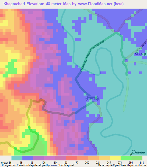 Khagrachari,Bangladesh Elevation Map