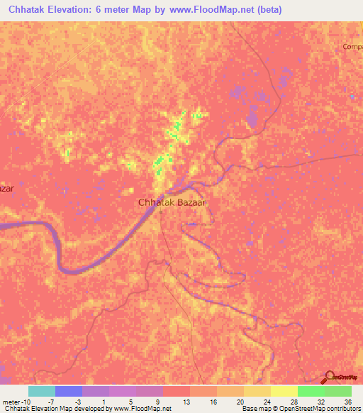 Chhatak,Bangladesh Elevation Map