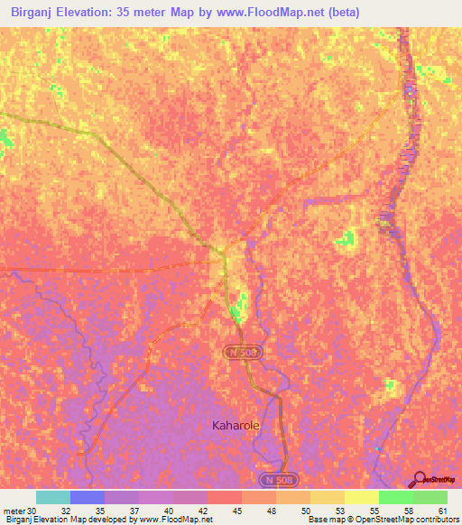 Birganj,Bangladesh Elevation Map