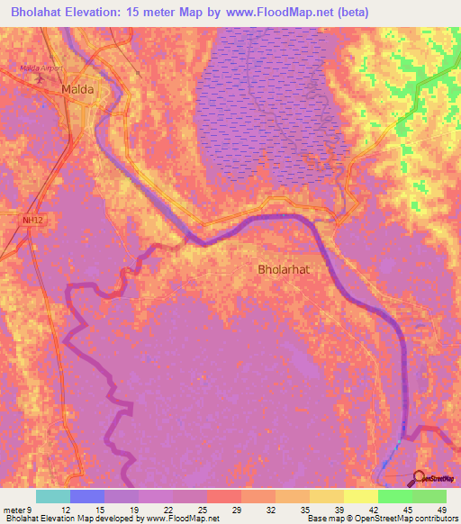 Bholahat,Bangladesh Elevation Map