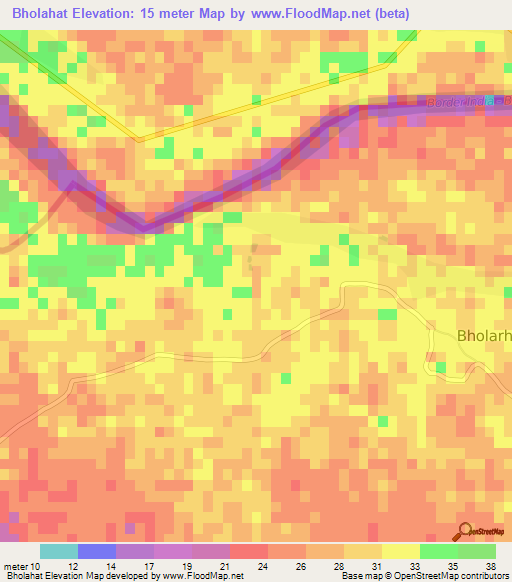 Bholahat,Bangladesh Elevation Map