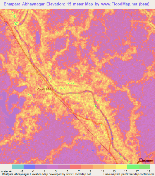 Bhatpara Abhaynagar,Bangladesh Elevation Map