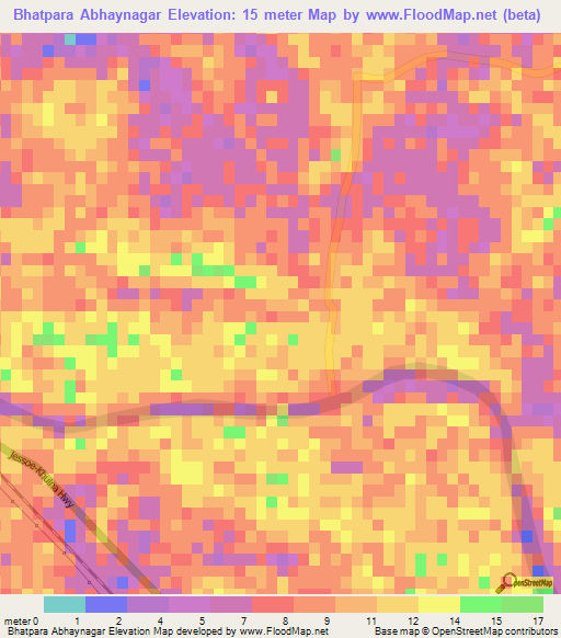 Bhatpara Abhaynagar,Bangladesh Elevation Map