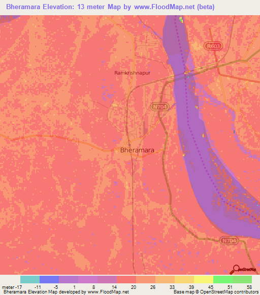 Bheramara,Bangladesh Elevation Map