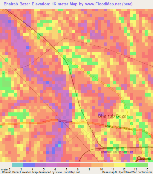 Bhairab Bazar,Bangladesh Elevation Map