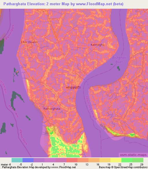 Patharghata,Bangladesh Elevation Map