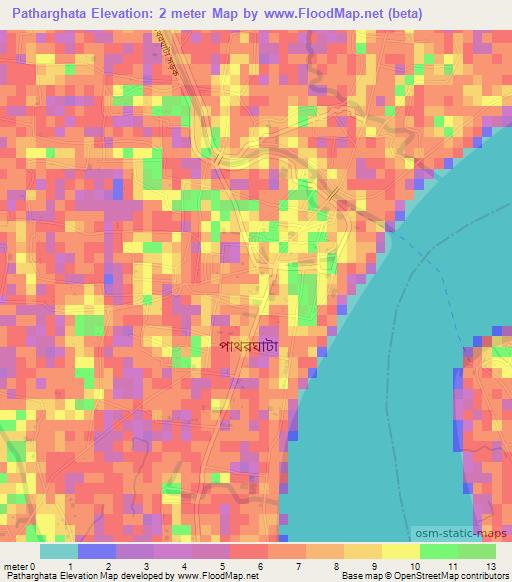 Patharghata,Bangladesh Elevation Map