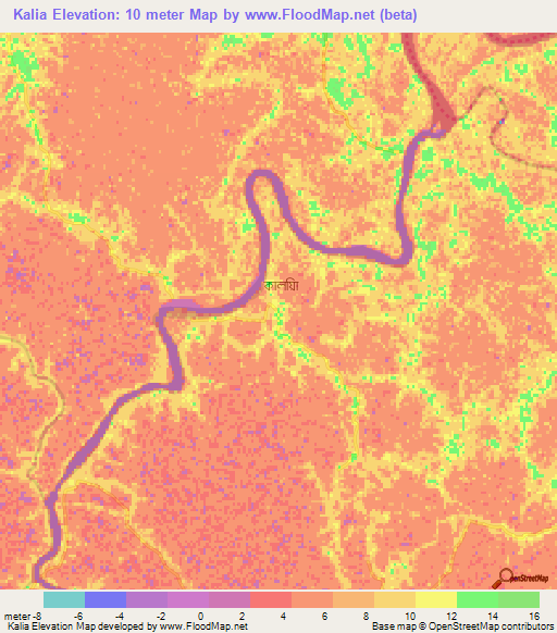 Kalia,Bangladesh Elevation Map