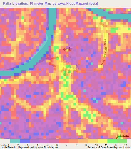 Kalia,Bangladesh Elevation Map