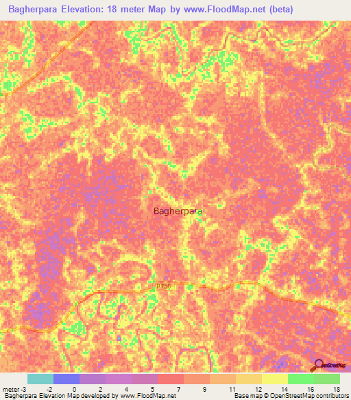 Bagherpara,Bangladesh Elevation Map