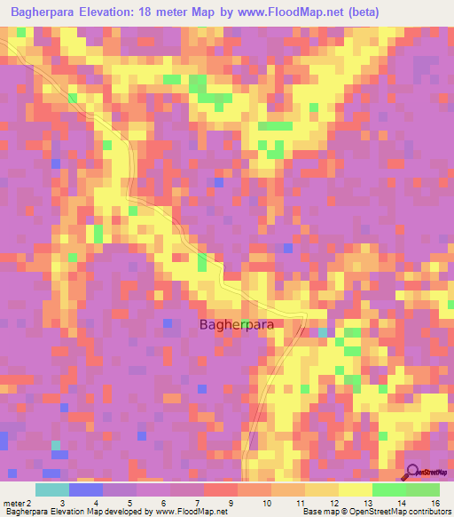 Bagherpara,Bangladesh Elevation Map