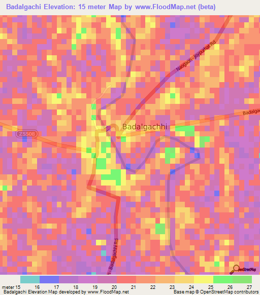 Badalgachi,Bangladesh Elevation Map