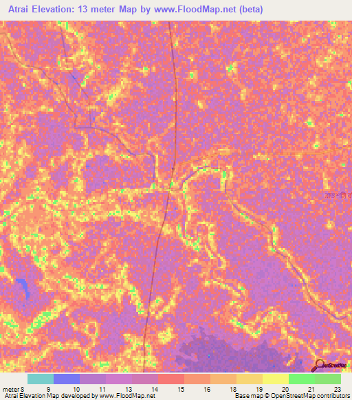 Atrai,Bangladesh Elevation Map