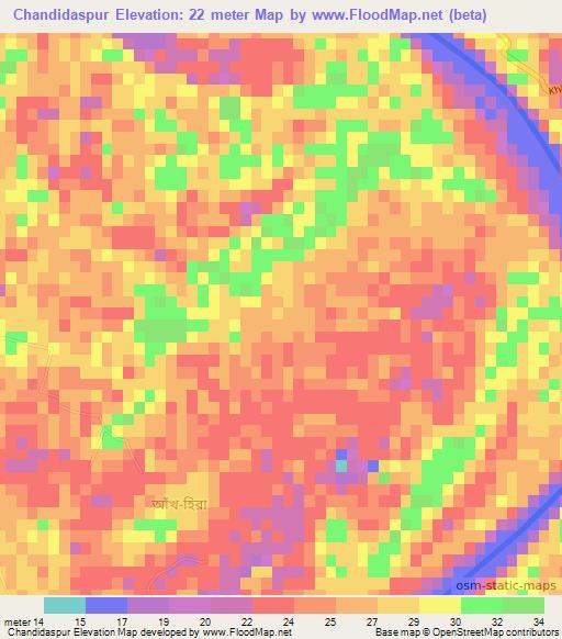 Chandidaspur,Bangladesh Elevation Map