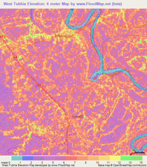 West Tubhia,Bangladesh Elevation Map