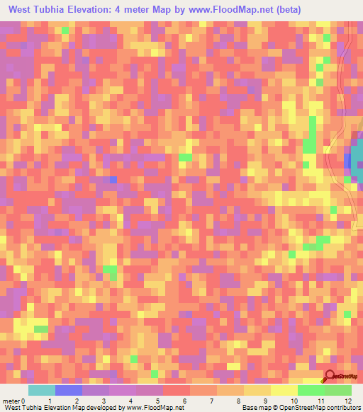 West Tubhia,Bangladesh Elevation Map