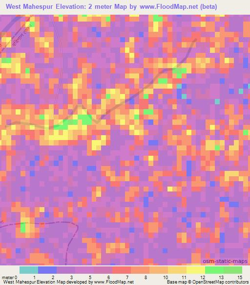 West Mahespur,Bangladesh Elevation Map