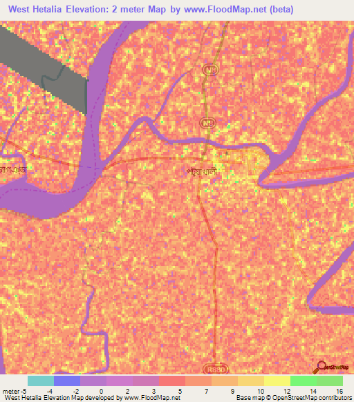 West Hetalia,Bangladesh Elevation Map