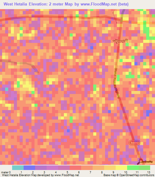 West Hetalia,Bangladesh Elevation Map