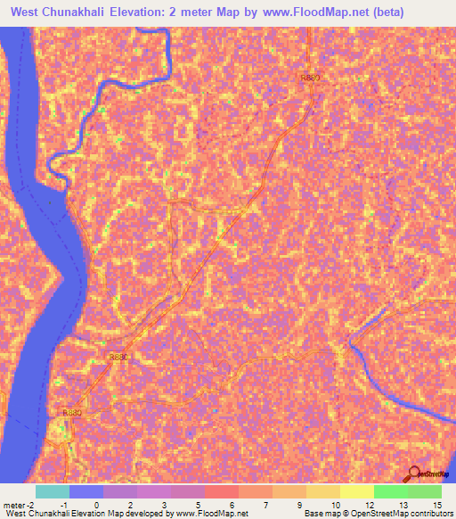 West Chunakhali,Bangladesh Elevation Map