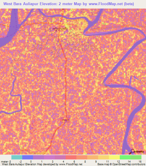 West Bara Auliapur,Bangladesh Elevation Map