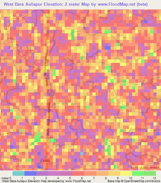 West Bara Auliapur,Bangladesh Elevation Map