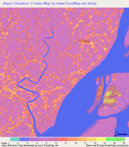 Alipur,Bangladesh Elevation Map