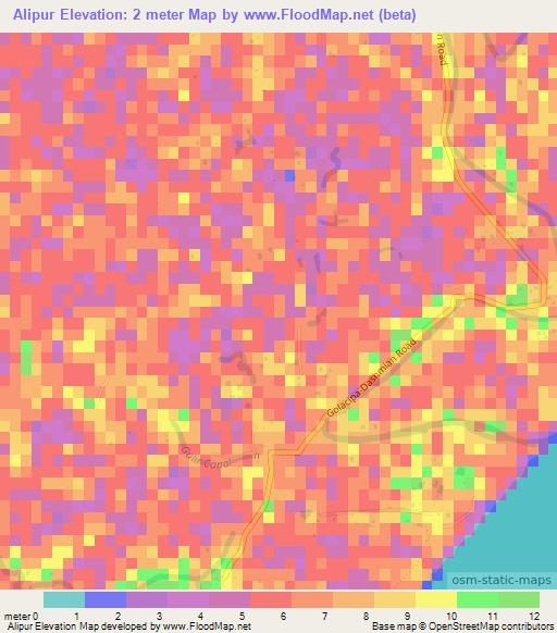 Alipur,Bangladesh Elevation Map