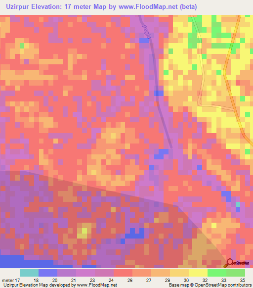 Uzirpur,Bangladesh Elevation Map