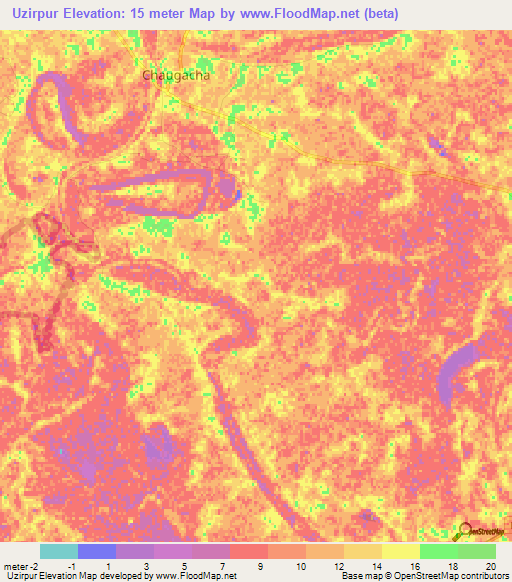 Uzirpur,Bangladesh Elevation Map