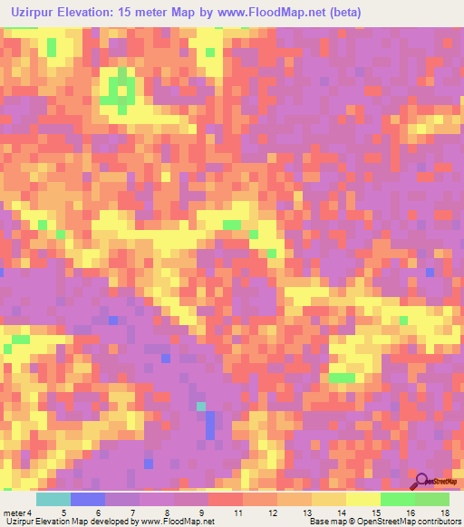 Uzirpur,Bangladesh Elevation Map