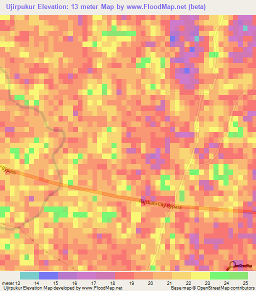 Ujirpukur,Bangladesh Elevation Map