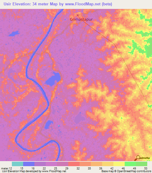 Usir,Bangladesh Elevation Map