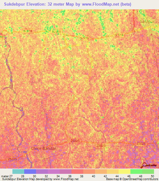 Sukdebpur,Bangladesh Elevation Map