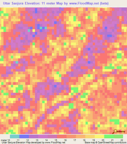 Uttar Sanjura,Bangladesh Elevation Map