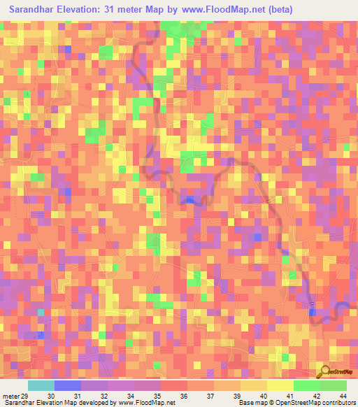 Sarandhar,Bangladesh Elevation Map