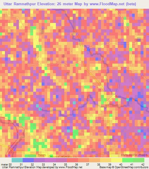 Uttar Ramnathpur,Bangladesh Elevation Map