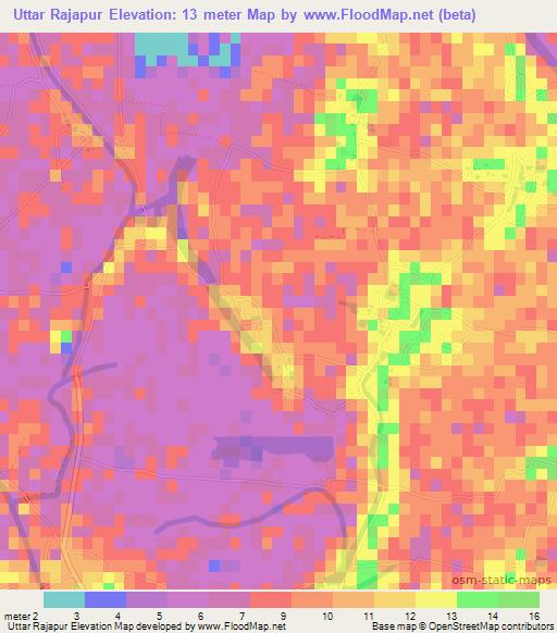 Uttar Rajapur,Bangladesh Elevation Map