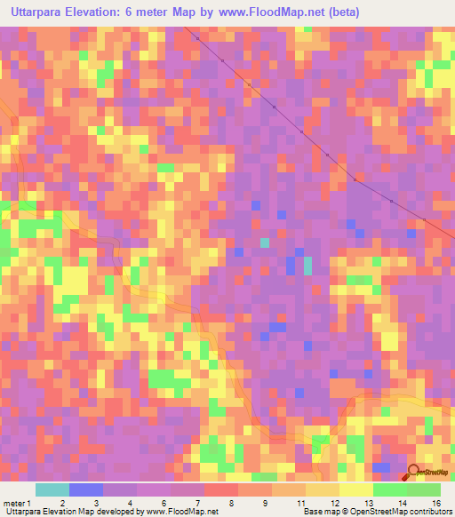 Uttarpara,Bangladesh Elevation Map