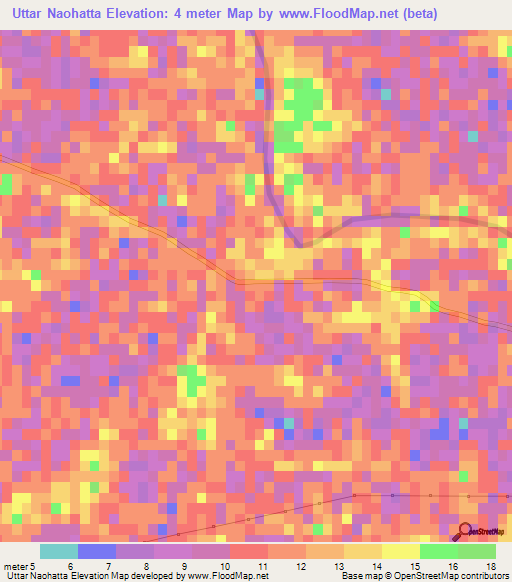 Uttar Naohatta,Bangladesh Elevation Map