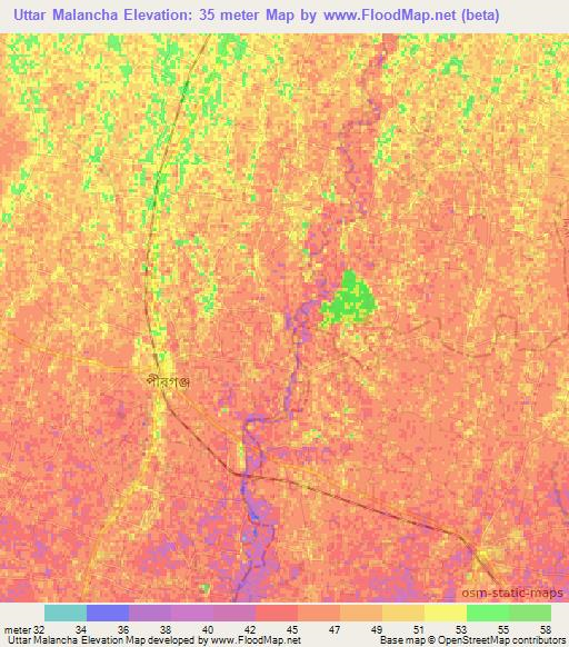 Uttar Malancha,Bangladesh Elevation Map