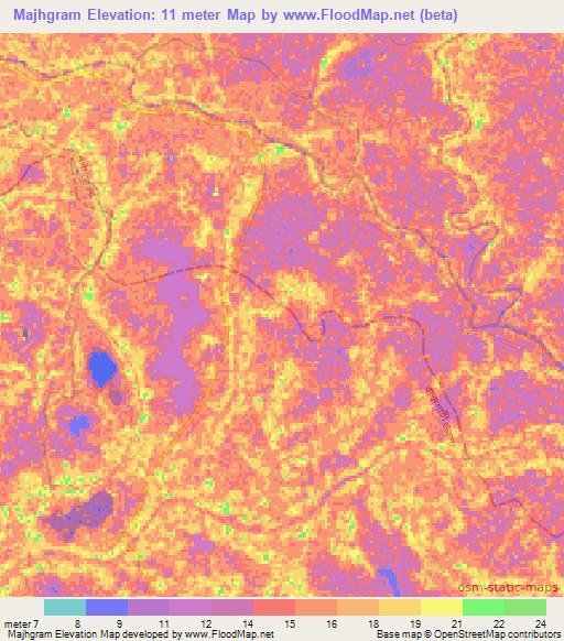 Majhgram,Bangladesh Elevation Map