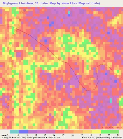 Majhgram,Bangladesh Elevation Map