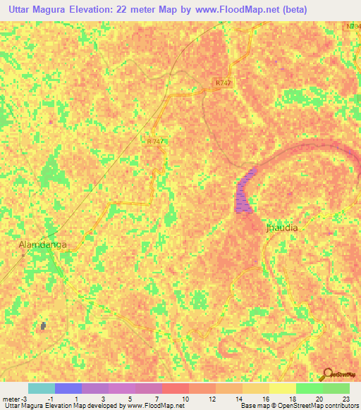 Uttar Magura,Bangladesh Elevation Map