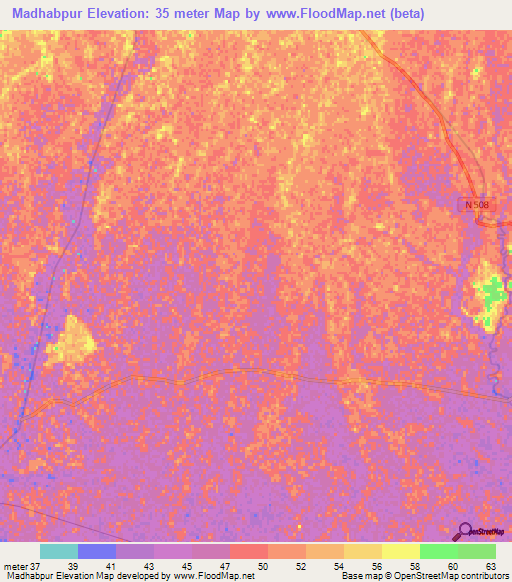 Madhabpur,Bangladesh Elevation Map