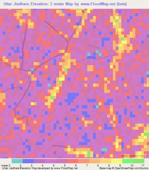 Uttar Jiadhara,Bangladesh Elevation Map