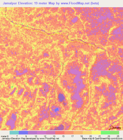 Jamalpur,Bangladesh Elevation Map